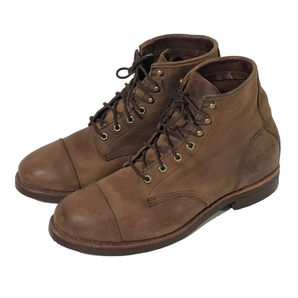 CHIPPEWA X Ll Bean ODRY9 Brown Oil Leather Cap Toe Lace Up Boots